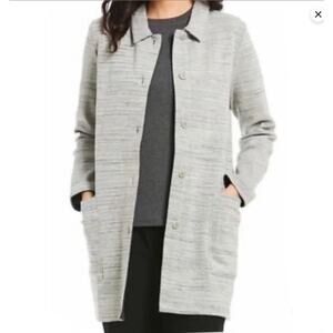 Eileen Fisher Womens Fall Lightweight Midi Coat Dark Pearl Gray Size Large